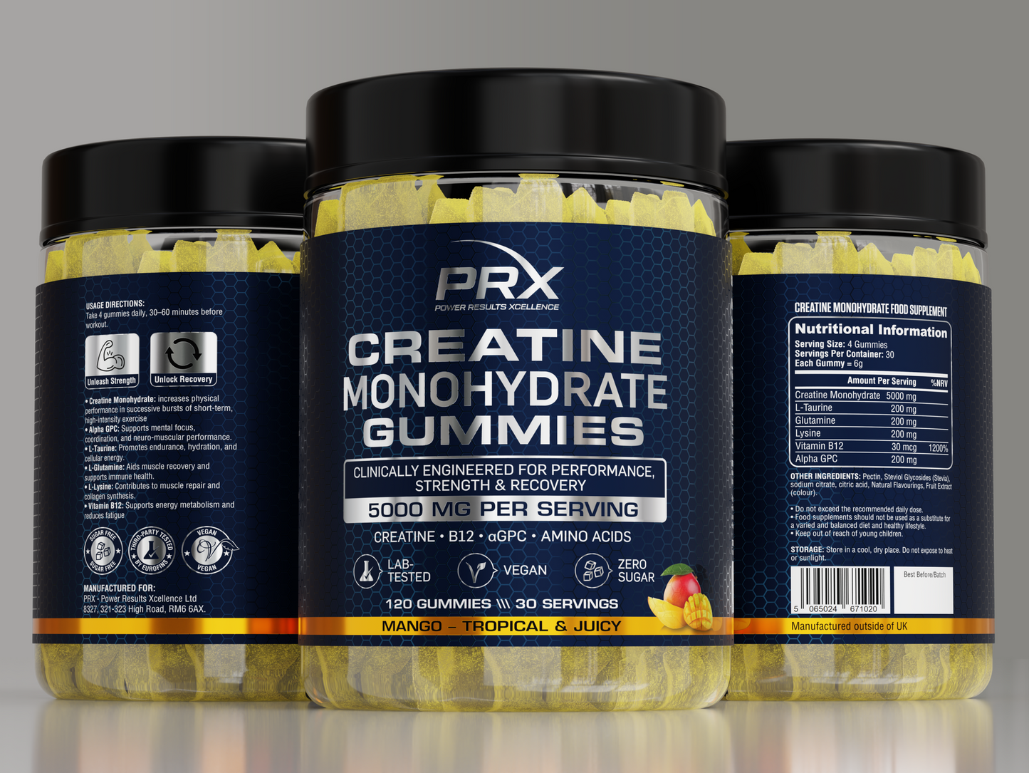 Creatine Gummies - 5000mg High Strength Formula - Juicy Mango