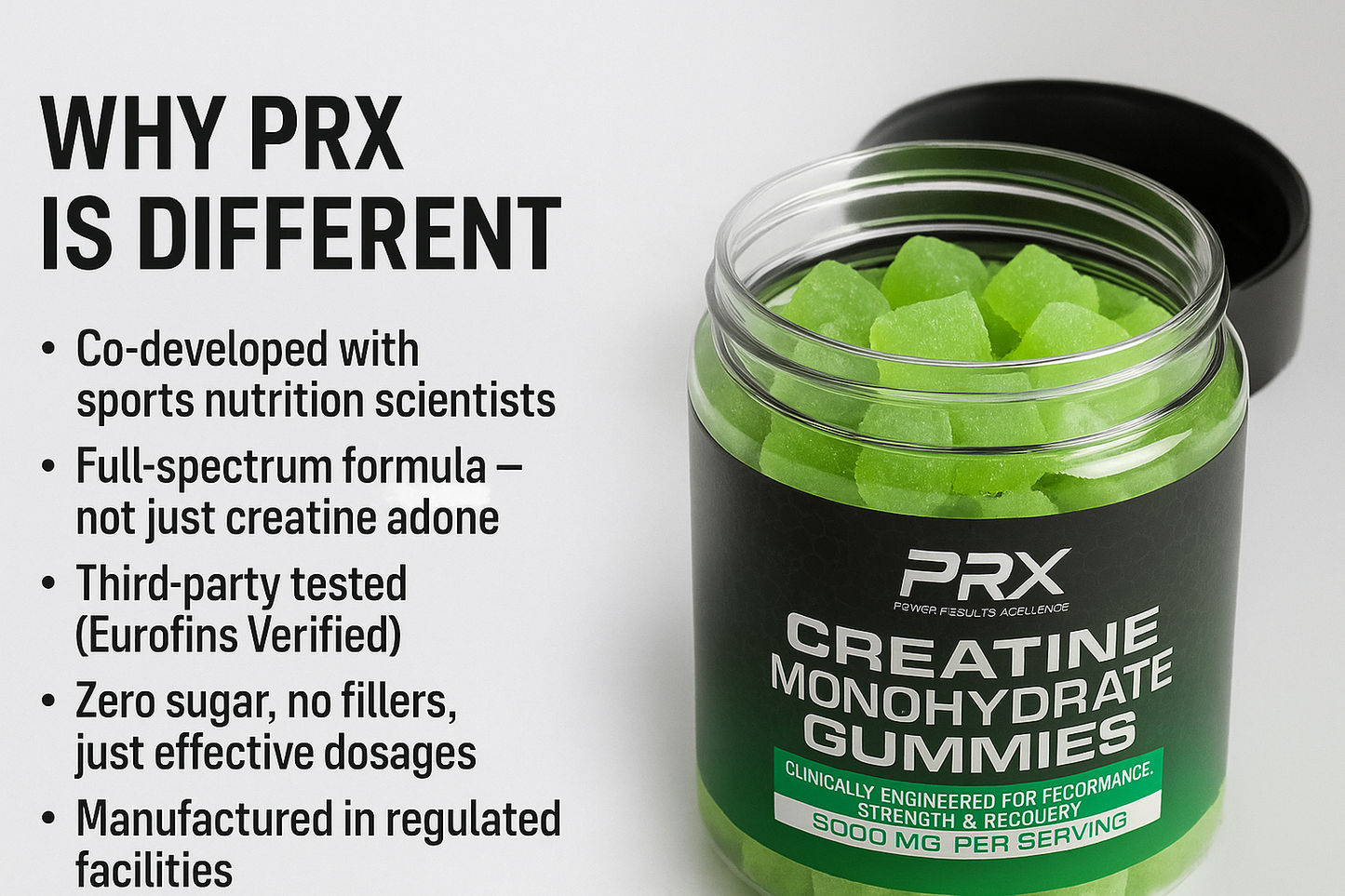 Creatine Gummies - 5000mg High Strength Formula - Green Apple