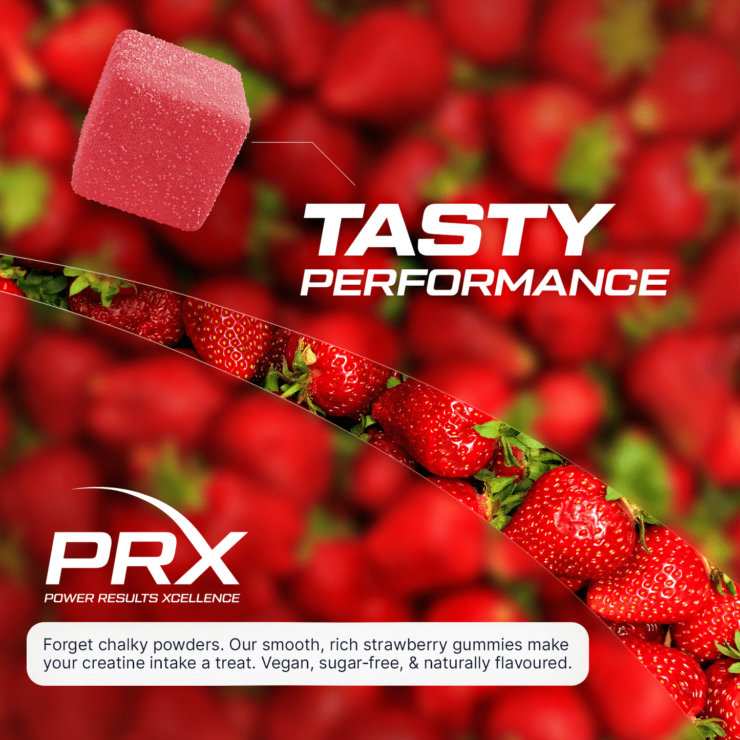 PRX Creatine Gummies (Strwberry) – 5000 mg Creatine + B12 + αGPC – Vegan • Zero Sugar • Lab Tested - PRX